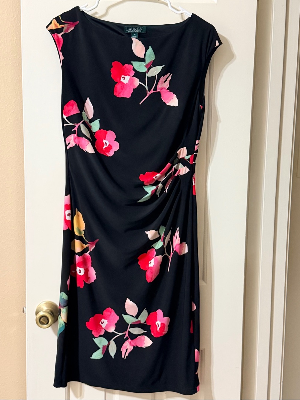Sz 8 Ralph Lauren Black Floral Dress
